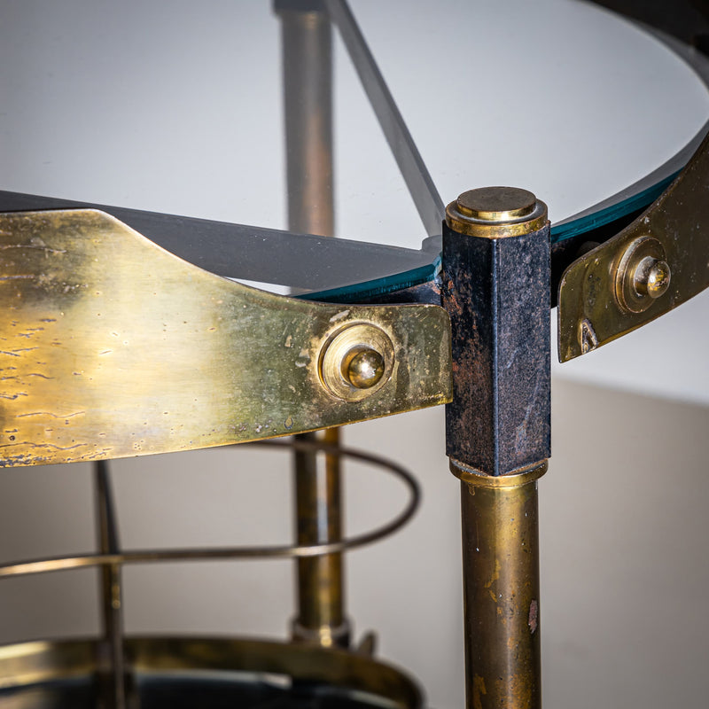 Brass and Glass Bar Cart, Italy, Mid-20th Century