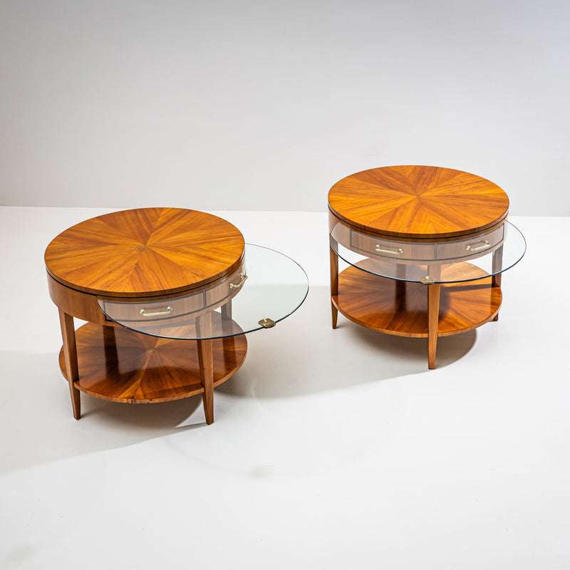 Pair of Side Tables with Hidden Glass Tops, Probably Italy, Mid-20th Century