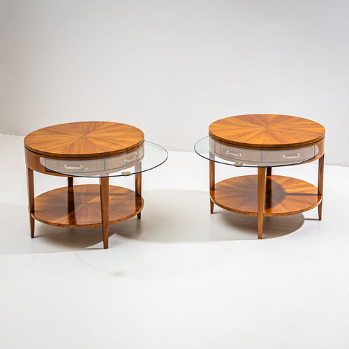 Pair of Side Tables with Hidden Glass Tops, Probably Italy, Mid-20th Century