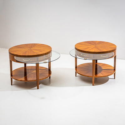 Pair of Side Tables with Hidden Glass Tops, Probably Italy, Mid-20th Century