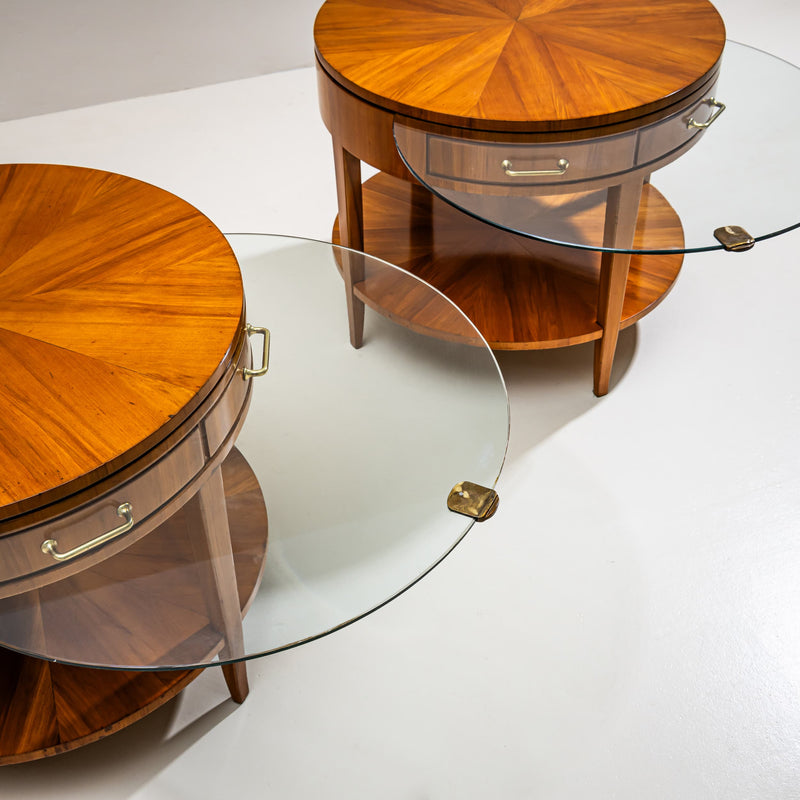 Pair of Side Tables with Hidden Glass Tops, Probably Italy, Mid-20th Century