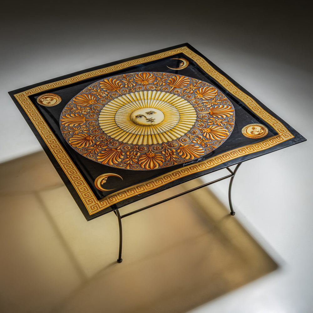 Square Fornasetti Coffee Table with Sun Motif, 20th Century
