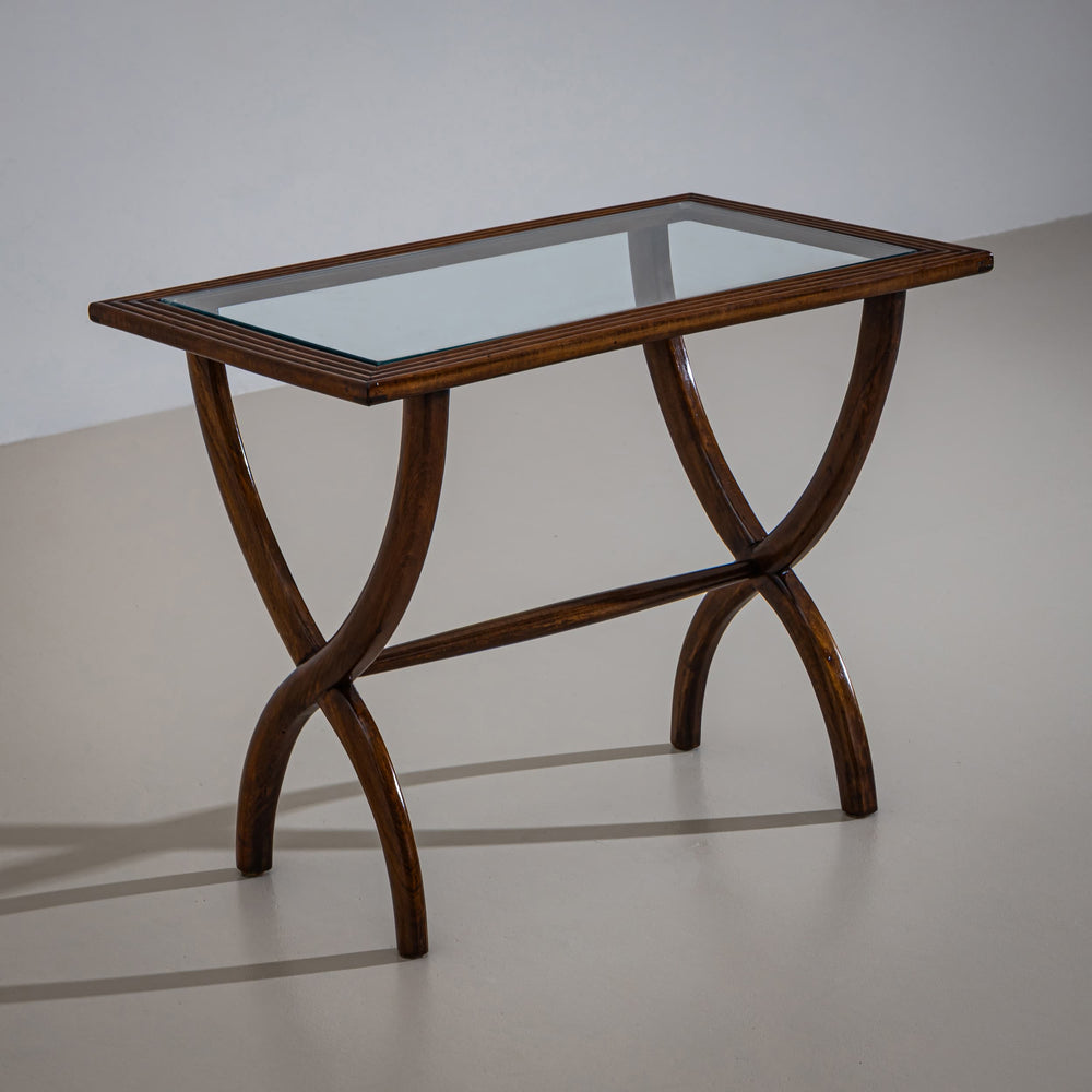 Side Table with Glass Top, Italy, Mid-20th Century