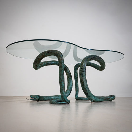 Coffee Table with Bronze Snakes, 20th Century