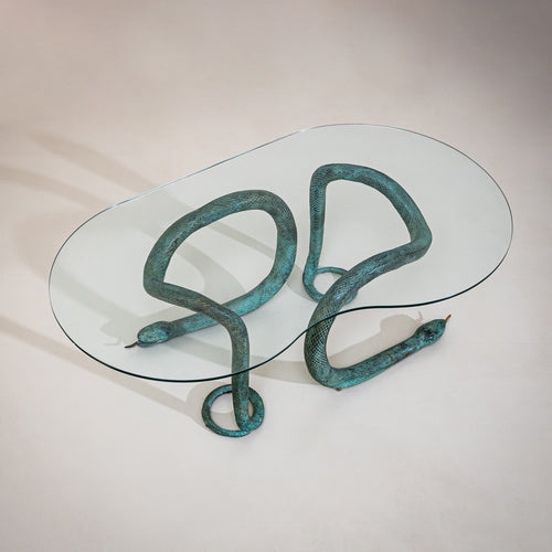Coffee Table with Bronze Snakes, 20th Century