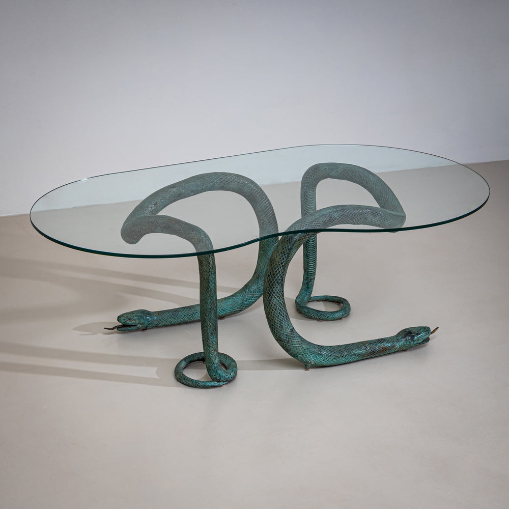 Coffee Table with Bronze Snakes, 20th Century
