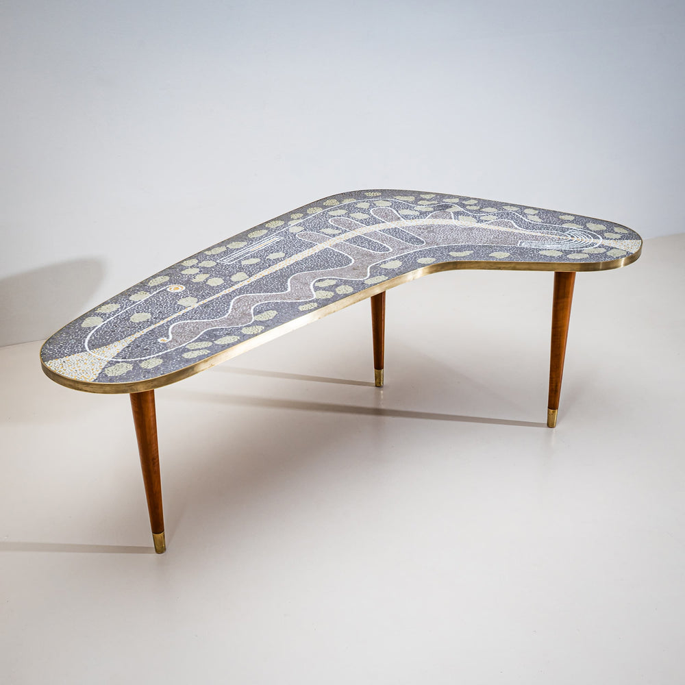 Boomerang Coffee Table with Mosaic Top, probably Italy, Mid-20th Century