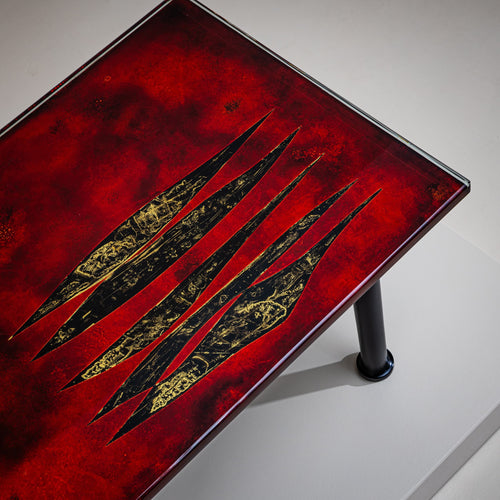 Coffee Table with Red Enamel Top, by Erwin Walter Burger (1909-1982), Italy, Mid-20th Century
