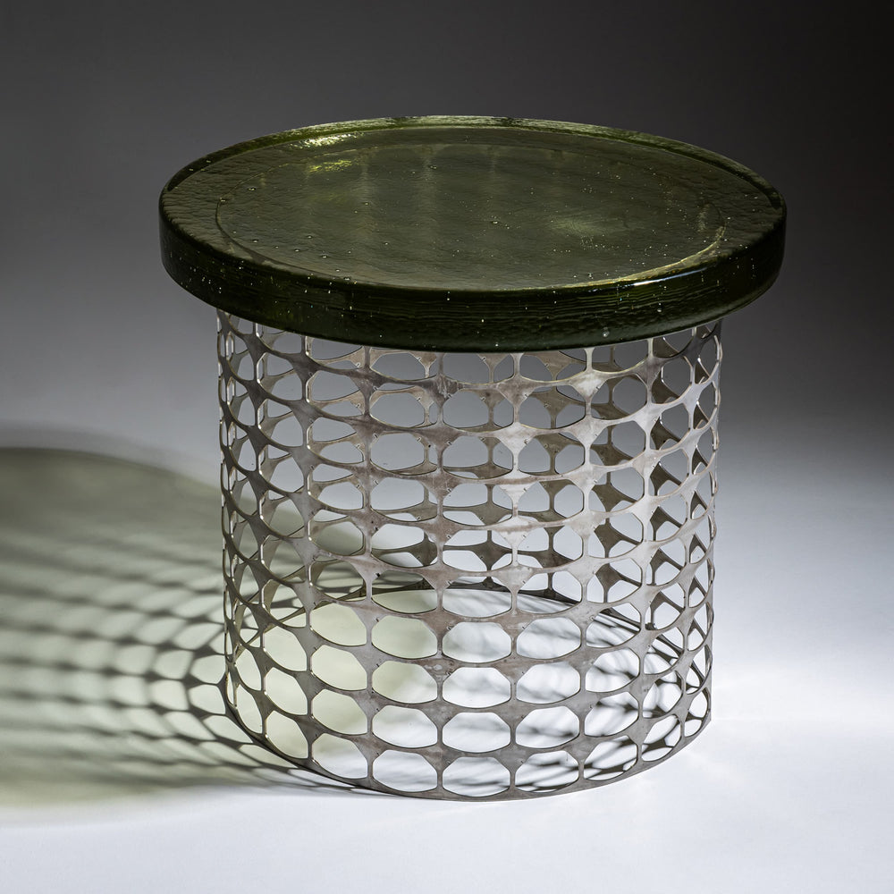 Coffee Table with Green Glass Top, attributed to Barovier e Toso, Italy, Mid-20th Century