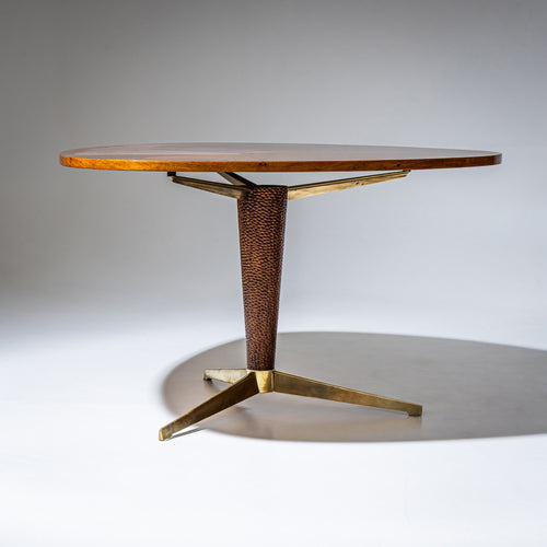 Table in Wood and Brass, Italy, 1950s