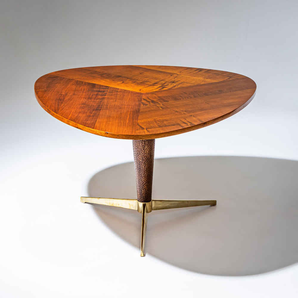 Table in Wood and Brass, Italy, 1950s