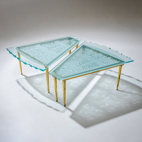 Pair of Glass Tables in the Style of Fontana Arte, Italy, Mid-20th Century