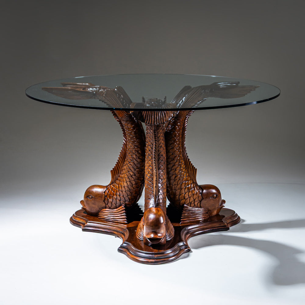 Dining Table with Carved Fishes, probably Italy, Second Half of the 20th Century