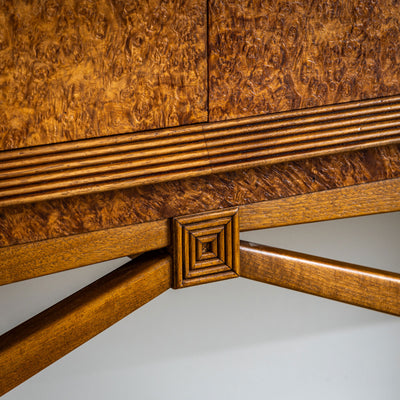 Italian 20th-Century Console Table with Burl Veneer