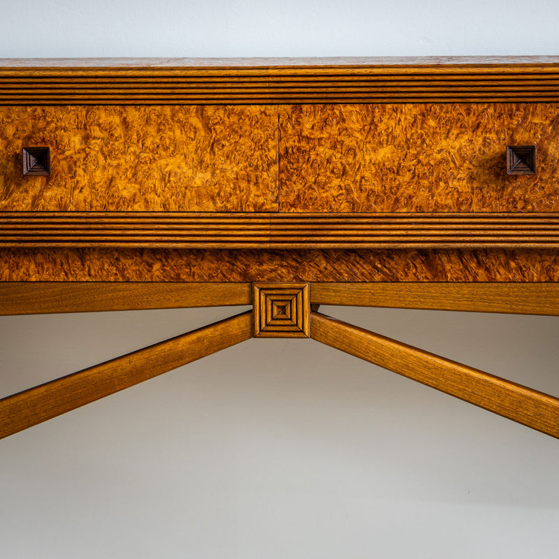 Italian 20th-Century Console Table with Burl Veneer