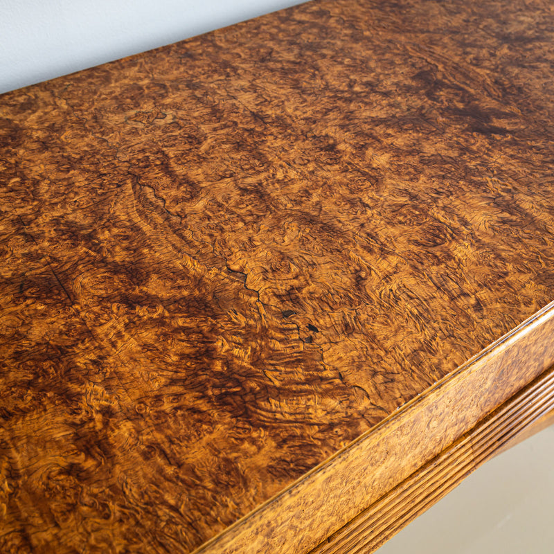 Italian 20th-Century Console Table with Burl Veneer