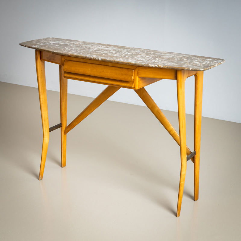 Wall Console with Marble Top, Italy 1950s