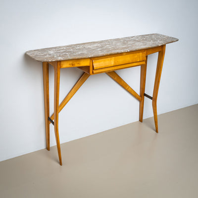 Wall Console with Marble Top, Italy 1950s