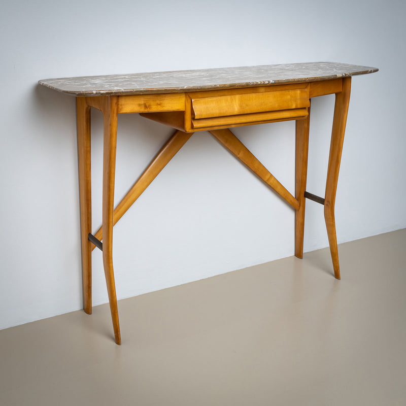 Wall Console with Marble Top, Italy 1950s