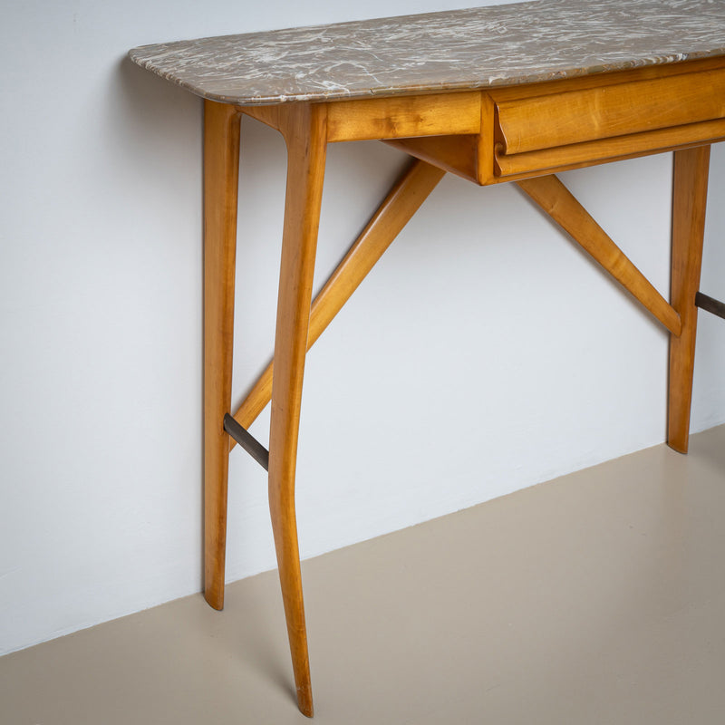 Wall Console with Marble Top, Italy 1950s