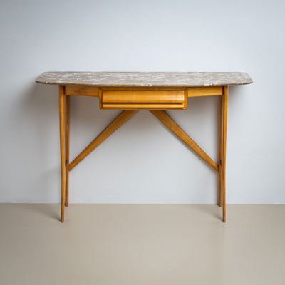 Wall Console with Marble Top, Italy 1950s