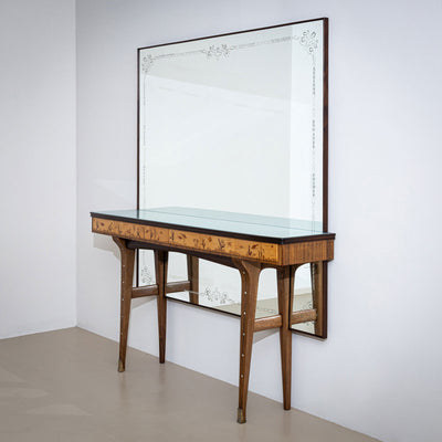 Mirror Console Table, attributed to Andrea Gusmai, Italy 1950s