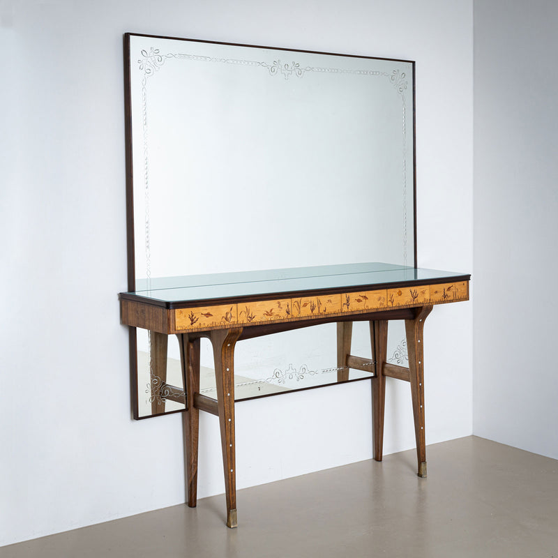 Mirror Console Table, attributed to Andrea Gusmai, Italy 1950s