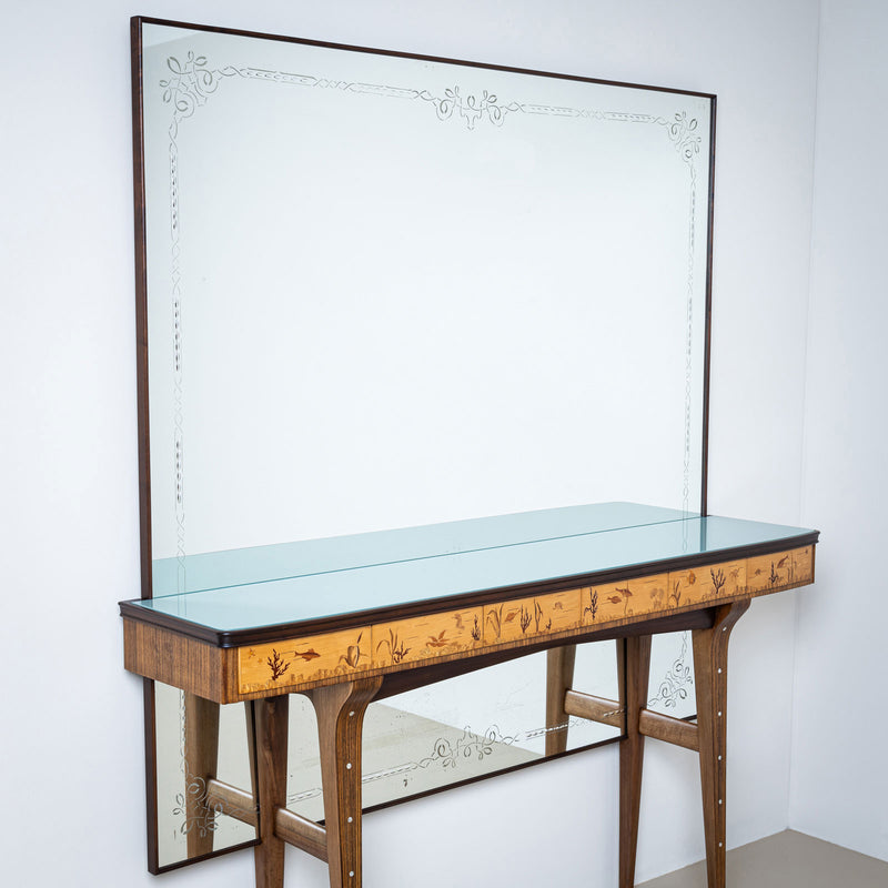 Mirror Console Table, attributed to Andrea Gusmai, Italy 1950s