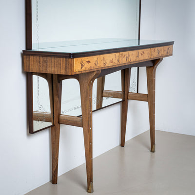 Mirror Console Table, attributed to Andrea Gusmai, Italy 1950s