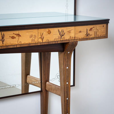 Mirror Console Table, attributed to Andrea Gusmai, Italy 1950s