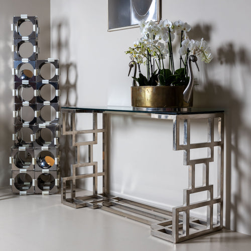 Hollywood Regency Style Metal and Glass Consoles, Probably Italy, 1980s