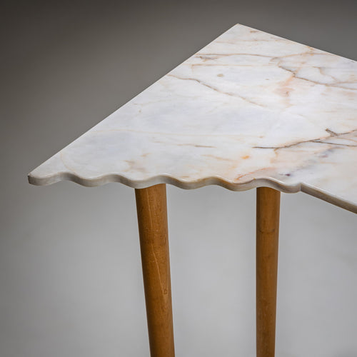Pair of Wall Consoles with Marble Tops, attributed to Ugo la Pietra, Italy, Mid-20th Century