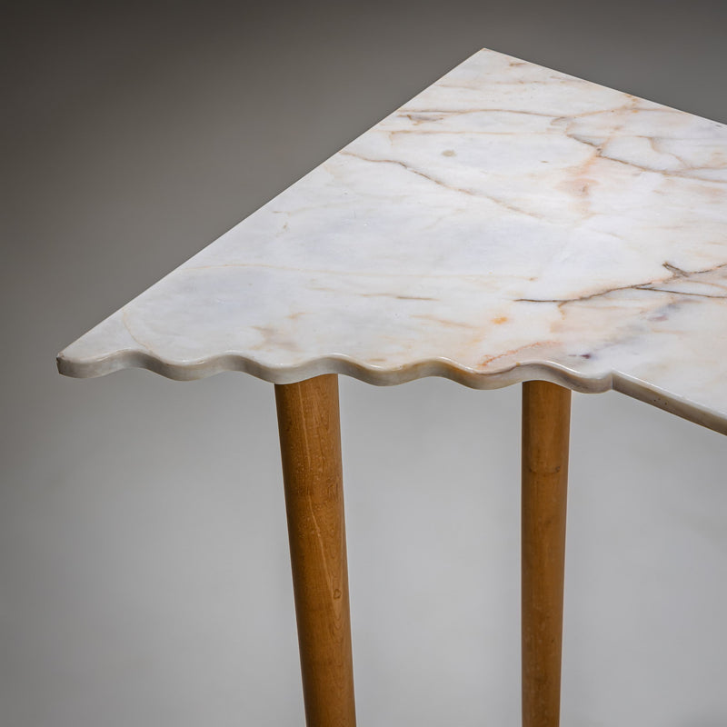 Pair of Wall Consoles with Marble Tops, attributed to Ugo la Pietra, Italy, Mid-20th Century