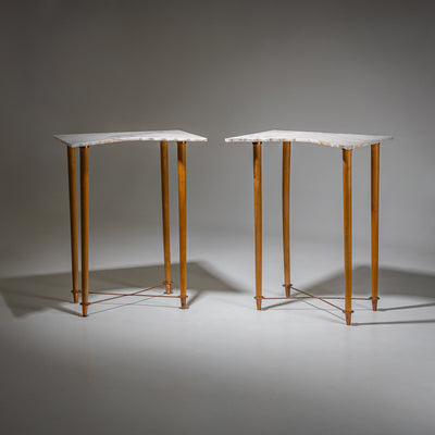 Pair of Wall Consoles with Marble Tops, attributed to Ugo la Pietra, Italy, Mid-20th Century