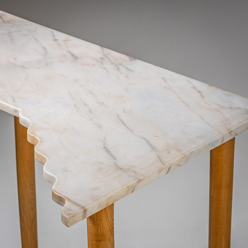 Pair of Wall Consoles with Marble Tops, attributed to Ugo la Pietra, Italy, Mid-20th Century
