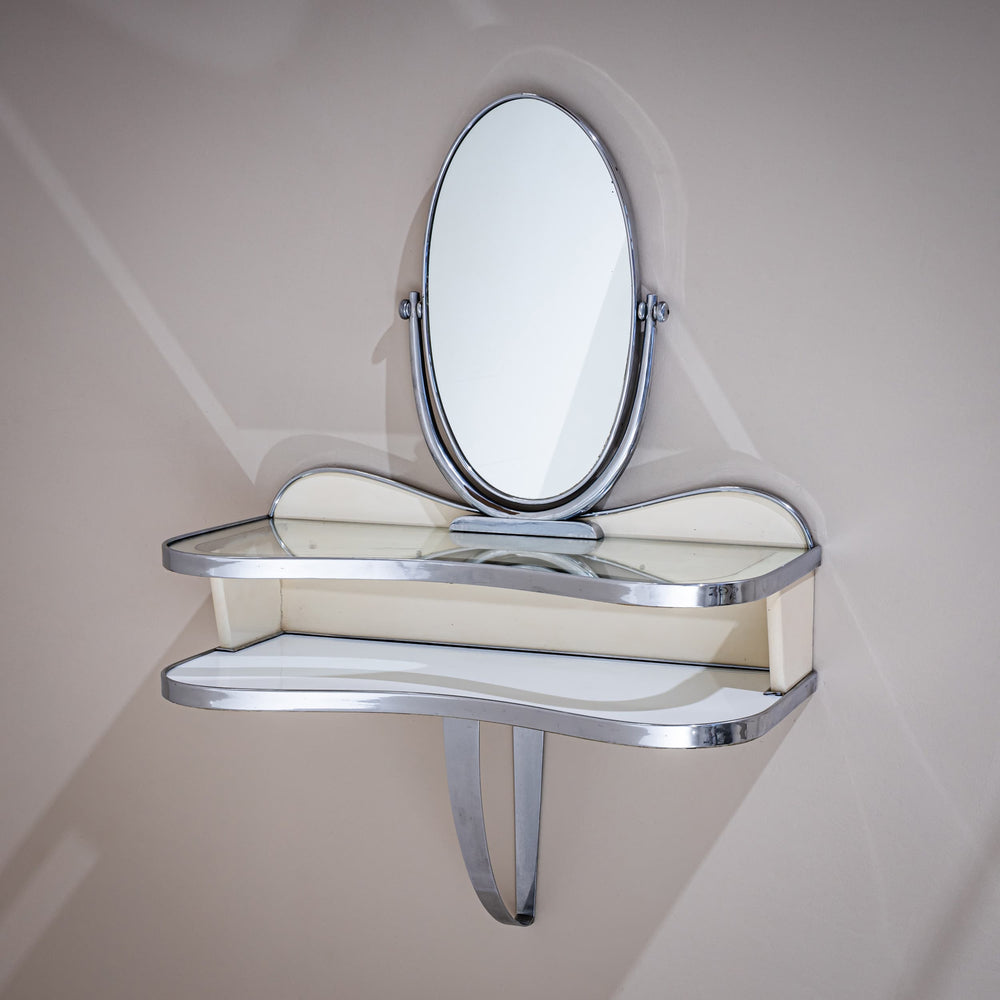 Wall-mounted Vanity Console with Mirror by Gio Ponti, Italy, 1930s