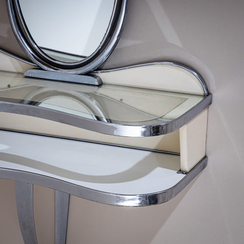 Wall-mounted Vanity Console with Mirror by Gio Ponti, Italy, 1930s