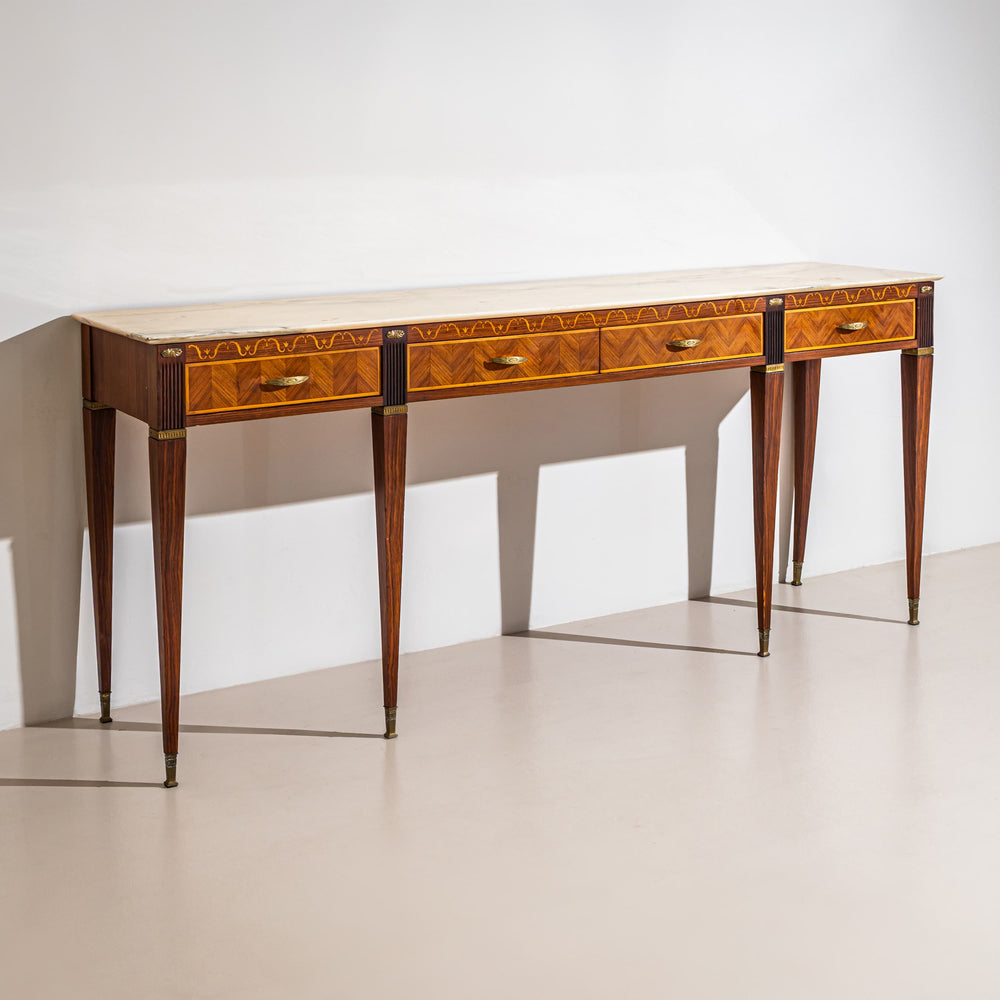Long Wall Console with Onyx Top, attributed to Paolo Buffa, Italy, 1950s
