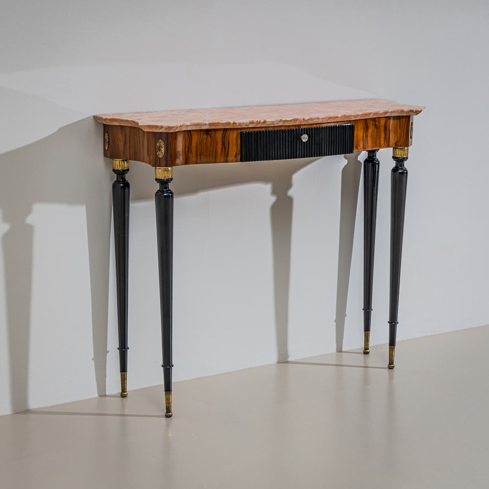 Console Table with Pink Marble Top, Italy, Mid-20th Century