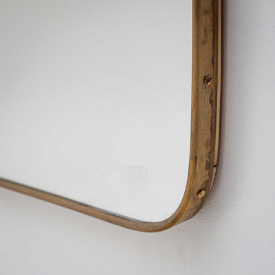 Italian Mid-Century Brass Mirror, circa 1950s