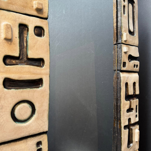 Large Wall Mirror with Ceramic Tiles by Poemu France, 21st Century