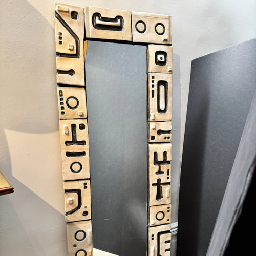 Large Wall Mirror with Ceramic Tiles by Poemu France, 21st Century