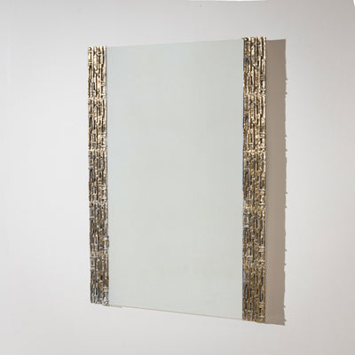 Brutalist Brass Mirror, attributed to Luciano Frigerio, Italy 1970s