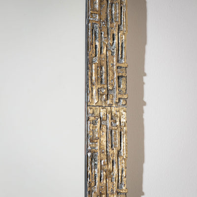 Brutalist Brass Mirror, attributed to Luciano Frigerio, Italy 1970s