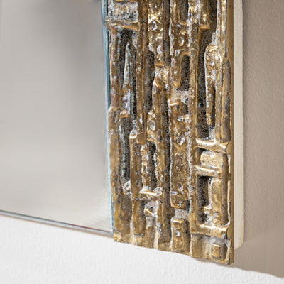 Brutalist Brass Mirror, attributed to Luciano Frigerio, Italy 1970s