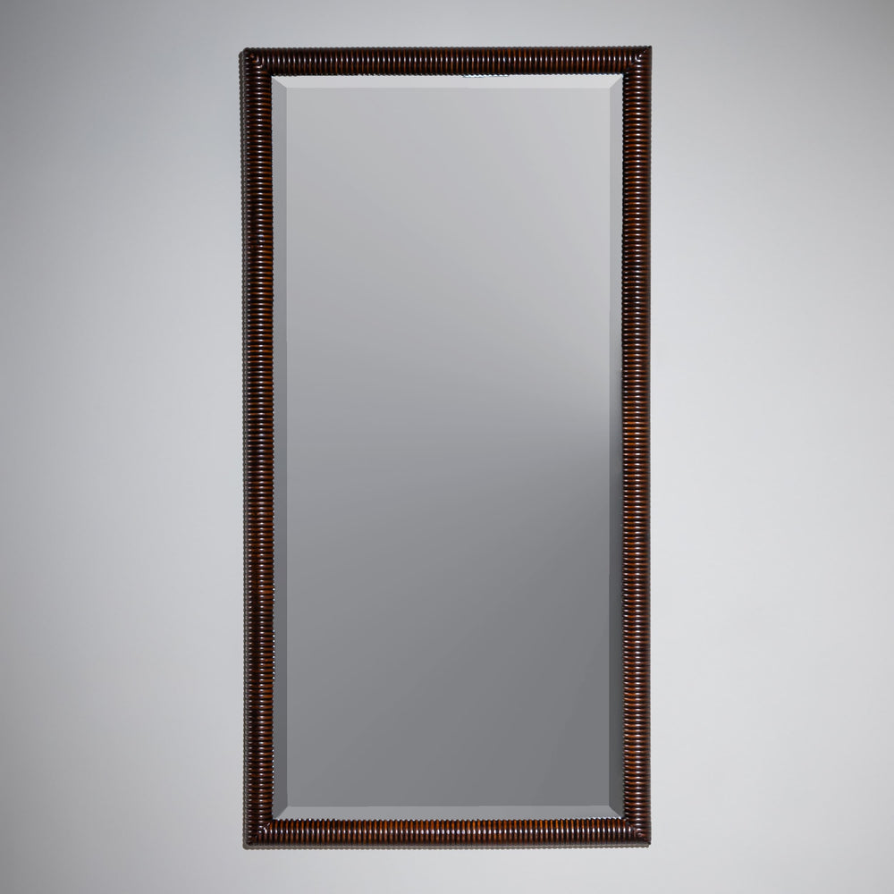 Wall Mirror in Ribbed Walnut Frame, Italy, Mid-20th Century
