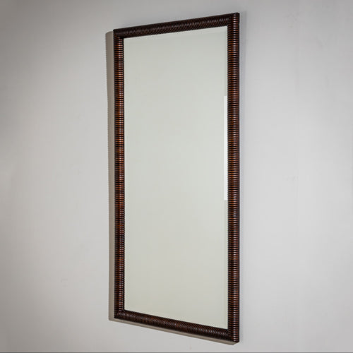 Wall Mirror in Ribbed Walnut Frame, Italy, Mid-20th Century