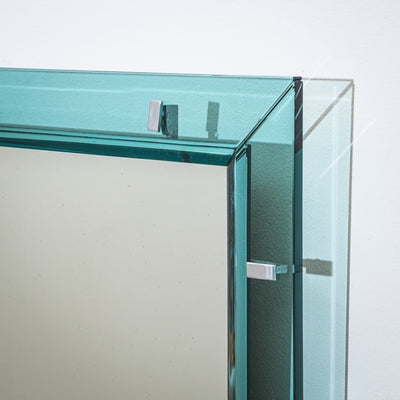 Light Blue Wall Mirror by Max Ingrand for Fontana Arte, Italy, 1950s
