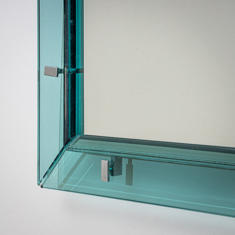 Light Blue Wall Mirror by Max Ingrand for Fontana Arte, Italy, 1950s