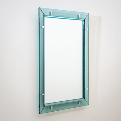 Light Blue Wall Mirror by Max Ingrand for Fontana Arte, Italy, 1950s